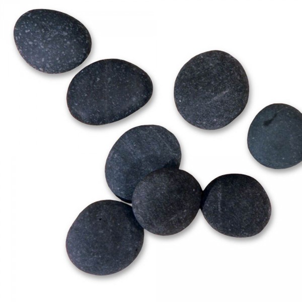 8 pierres noires de basalte, 4x5cm