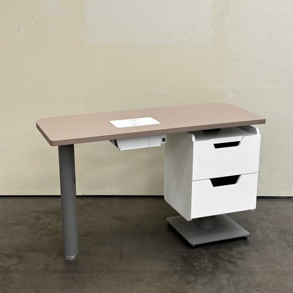 Manikürtisch Cube taupe,1 Container,2 mittlere Schubladen H103,Absaugung,RAL9007
