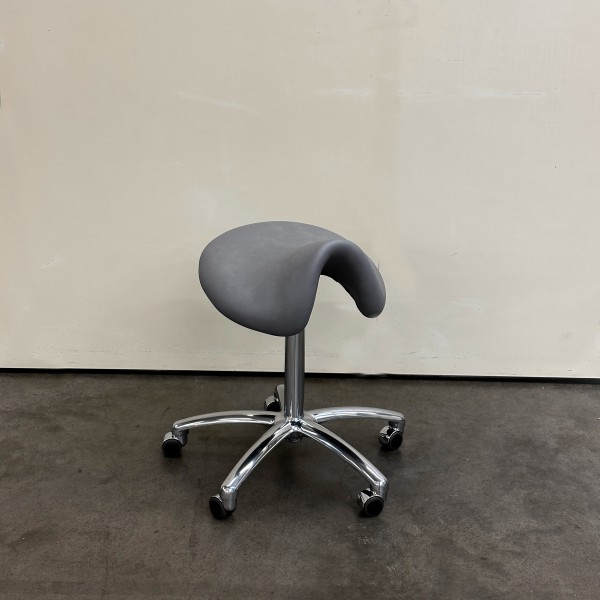 Sattelsitz-Hocker anatomisch Large, Platin inkl. Chromfuß