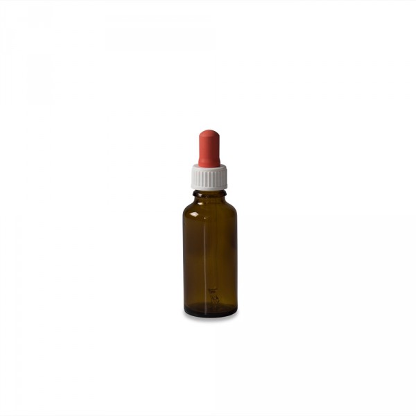 Flacon avec pipette, verre brun, 30 ml