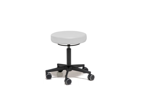 Tabouret avec assise ronde en blanc &amp; base chromée