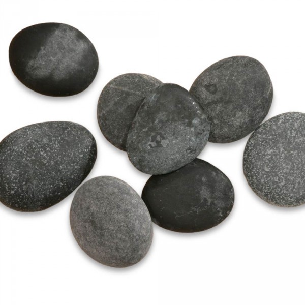 8 pierres noires de basalte, 8x10cm