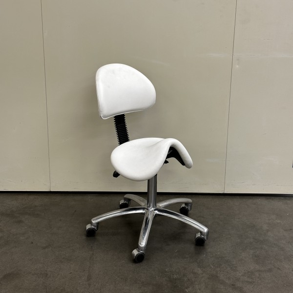 Sattelsitz-Stuhl anatomisch Small, Weiß, Chromfuß